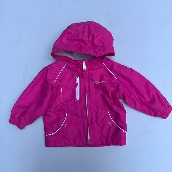 Columbia Baby Girl's Hooded Windbreaker Jacket Size 18 Months Fleece Lined Pink - Picture 1 of 4